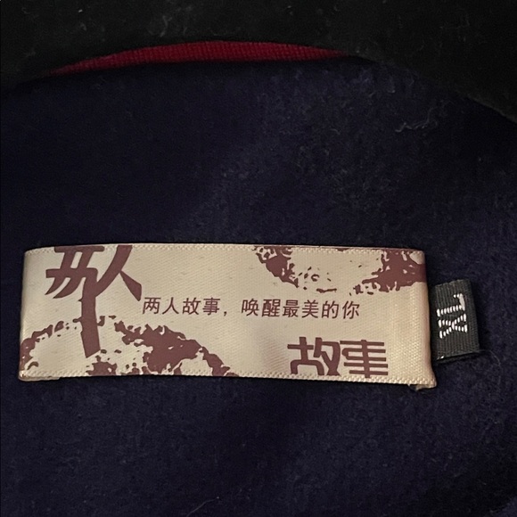 BOHO Navy Hooded Coat – Multi-Color Embroidery & Rabbit Fur Trim & Fringe Hem - Picture 15 of 16